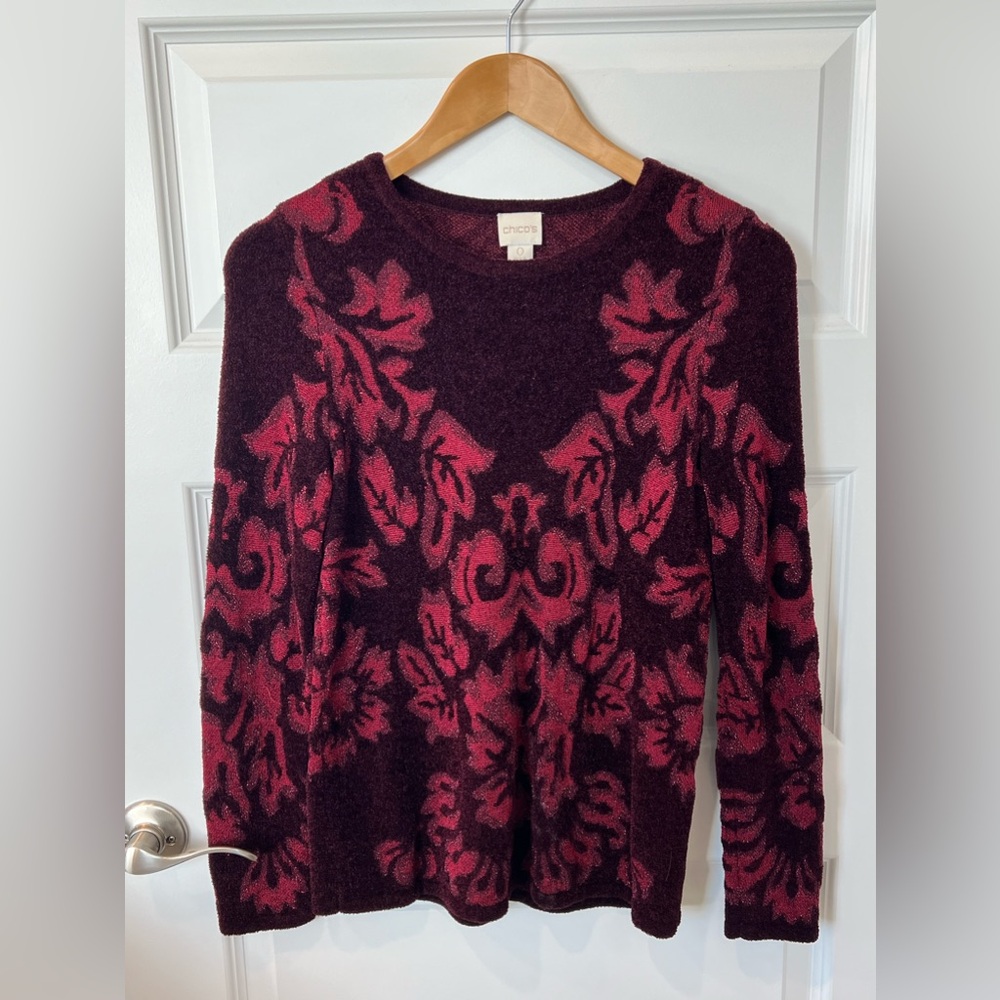 Chicos Chenille w/ Metallic Accent Sweater SZ 0 (Small)